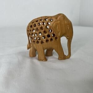Hand carved wooden elephant with Baby Elephant Inside Miniature Decor, nature